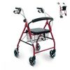 Andador De 4 Ruedas Mobiclinic Frenos Y Asiento Plegable Ligero Para Ancianos Aluminio Resistente Alhambra