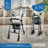 Hércules Andador Para Ancianos Mobiclinic Aluminio Ligero Cesta Y Freno Plegable Con Asiento Y 4 Ruedas Azul