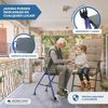 Andador Para Ancianos Mobiclinic Ajustable Plegable Resistente Acero Ligero Con Asiento 2 Ruedas Emérita Azul