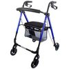 Andador Plegable Mobiclinic Ligero Aluminio Regulable Con Asiento Y Cesta 4 Ruedas Con Sujeta Bastones Augusto