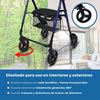 Andador Plegable Mobiclinic Ligero Aluminio Regulable Con Asiento Y Cesta 4 Ruedas Con Sujeta Bastones Augusto