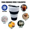 Vaso Plegable De Silicona Con Tapa Capacidad 475 Ml- Negro. Verde O Azul Surtido