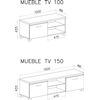 Mueble Tv 100 Con Led Para Salón, Comedor, Color Blanco Mate Y Lacado Blanco, 100x40x42cm