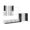 Mueble Tv De Salón Comedor Moderno, Con Luces Leds, Acabado En Negro Brillo Lacado Y Blanco Mate, 300x189x42cm