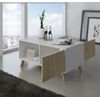 Mesa De Centro Baja Con Puertas, Salón Comedor, Modelo Wind, Color Estructura Blanco, Color Puertas Puccini,  92x50x45cm De Altura.