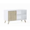 Mueble Tv De Salón Comedor, Modelo Wind, Color Estructura Blanco, Color Puerta Puccini,  95x40x57cm