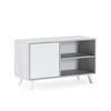 Mueble Tv De Salón Comedor, Modelo Wind, Color Estructura Cemento, Color Puerta Blanco Mate,  95x40x57cm