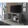 Mueble Tv De Salón Comedor, Modelo Wind, Color Estructura Cemento, Color Puerta Blanco Mate,  95x40x57cm
