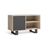 Mueble Tv 100 Con Puerta Izquierda, Salón Comedor, Modelo Wind, Color Estructura Roble, Color Puerta Gris Antracita, Medidas 95x40x57cm De Altura.