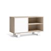 Mueble Tv 100 Con Puerta Izquierda, Salón Comedor, Modelo Wind, Color Estructura Roble, Color Puerta Blanco, Medidas 95x40x57cm De Altura.