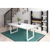 Mesa De Comedor, 10 Comensales, 200, Robusta Y Estable Gracias A Su Estructura Y Patas Macizas, Ideal Para Reuniones Familiares, Blanco, Estilo Industrial