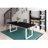 Mesa De Comedor, 10 Comensales, 200, Robusta Y Estable Gracias A Su Estructura Y Patas Macizas, Ideal Para Reuniones Familiares, Negro, Estilo Industrial