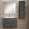 Mueble De Baño Con Lavabo, Espejo Y Aplique Led, Mod. Victoria 80x45 Cm  Acabado Grafito Mate 2 Cajones Suspendido