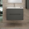 Mueble De Baño Con Lavabo, Espejo Y Aplique Led, Mod. Victoria 80x45 Cm  Acabado Grafito Mate 2 Cajones Suspendido