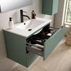 Mueble De Baño Con Lavabo, Espejo Y Aplique Led, Mod. Boreal 60x45 Cm  Acabado Verde Lago Mate 2 Cajones Suspendido