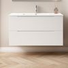 Mueble De Baño Con Lavabo,, Mod. Boreal 100x45 Cm  Acabado Blanco Mate 2 Cajones Suspendido