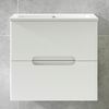 Mueble De Baño Con Lavabo, Espejo Y Aplique Led, Mod. Victoria 100x45 Cm  Acabado Blanco Mate 2 Cajones Suspendido