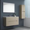 Mueble De Baño Con Lavabo, Espejo Y Aplique Led, Mod. Victoria 100x45 Cm  Acabado Moka Mate 2 Cajones Suspendido