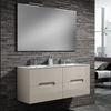 Mueble De Baño Con Lavabo, Espejo Y Aplique Led, Mod. Victoria 120x45 Cm  Acabado Moka Mate 2 Cajones Suspendido