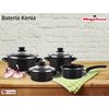 Bateria De Cocina 7 Piezas + Set Juego 3 Sartenes 18-20-24cm, Acero Vitrificado 820ºc, Libre Pfoa Negro  Magefesa Kenia