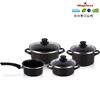 Bateria De Cocina 7 Piezas + Set Juego 3 Sartenes 18-20-24cm, Acero Vitrificado 820ºc, Libre Pfoa Negro  Magefesa Kenia