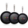 Set Juego 3 Sartenes 18-20-24 Cm Aluminio Forjado, Inducción, 5 Capas Antiadherente Sin Pfoa Negro  Wecook Ecochef