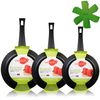 Set Juego 3 Sartenes Inducción 18-22-26 Cm, Aluminio, Inducción, Antiadherente Ecológico Sin Pfoa Negro  Wecook Ecogreen