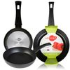 Set Juego 3 Sartenes Inducción 18-22-26 Cm, Aluminio, Inducción, Antiadherente Ecológico Sin Pfoa Negro  Wecook Ecogreen