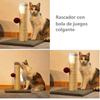 Rascador Poste Para Gatos De Sisal Estable Con Juguete, Afilador Uñas Para Gatos Gris 27x27x32cm