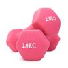 Set 2 Mancuernas Neopreno 2 Kg - Unycos - Pesas Hexagonales Antideslizantes Rosa