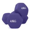 Set 2 Mancuernas Neopreno 4 Kg - Unycos - Pesas Hexagonales Antideslizantes Morado