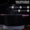 Cacerola Aluminio Fundido Antiadherente Con Tapa De Cristal Y Asas De Silicona De 20 Cm La Moustache Negro Y Rosa