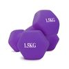 Set 2 Mancuernas Neopreno 1,5kg - Unycos - Pesas Hexagonales Antideslizantes Violeta