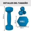 Set 2 Mancuernas Neopreno 9 Kg - Unycos - Pesas Hexagonales Antideslizantes Azul Claro