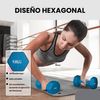 Set 2 Mancuernas Neopreno 9 Kg - Unycos - Pesas Hexagonales Antideslizantes Azul Claro