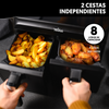 Freidora De Aire Doble Cestas, 8 L, 10 Programas De Cocción, E-book De Recetas, 60 A 200°c, 1700w, Temporizador 60 Minutos La Moustache Dual Max (negro)