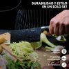 Juego De Cuchillos De Cocina, Tijeras Y Pelador De Verduras, 7 Piezas De Chef, Antiadherentes, Inoxidables Y Esmaltadas, Mango Ergonómico, Resistentes Al Desgaste La Moustache Marmól