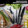 Juego De 5 Cuchillos De Cocina Afilados, Antiadherentes, Inoxidables Y Esmaltados Con Pelador, Diseño Profesional Y Ergonómico, Buena Resistencia Al Calor Y Al Desgaste La Moustache Negro