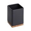 Porta Utensilios De Cocina Con Base De Bambú Square - Negro Mate