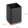 Porta Utensilios De Cocina Con Base De Bambú Square - Negro Mate