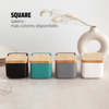 Salero De Cocina  Con Tapa Bambú Square - Teal Mate