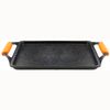 Wecook! Ecochef Titanio Bandeja Asadora Inducción, Plancha De Asar 37 X 25cm, Aluminio Fundido, Antiadherente Quantanium Ecológico Sin Pfoa, 5mm Espesor, Asas De Silicona, Vitrocerámica, Gas, Horno