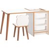 Escritorio Infantil Con Silla Y Cajones, Pupitre Infantil Con Guarda Objetos, Mesa De Juegos Para Niños, Muebles Para Niños Color Blanco Y Madera De 90 X 42 X 51 Cm Soho