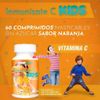 Inmunizate C Kids - Potente Inmunizante Para Niños A Base De Vitamina C Pura | Defensas Fuertes | Energía Y Vitalidad | Fomenta Crecimiento Y Desarrollo Correctos | Sabor Naranja | 60 Comprimidos Masticables