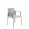 Pack 4 Silla Confidente Sege Pvc Gris, Chasis Gris Con Brazos