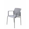 Pack 4 Silla Confidente Sege Pvc Gris, Chasis Gris Con Brazos