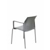 Pack 4 Silla Confidente Sege Pvc Gris, Chasis Gris Con Brazos