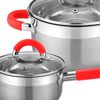 Batería Cocina Set 8 Piezas Vitro Inducción Acero Rojo Gridinlux