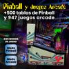 Pinball Virtual Dinners 13.3" Con Backglass 10.1" Sensor De Golpes