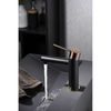 Grifo Monomando Lavabo - Griferia Baño - Serie Milos Stick Bdys045-1nor - Negro Mate Y Oro Rosa  - Marca Mice / Imex